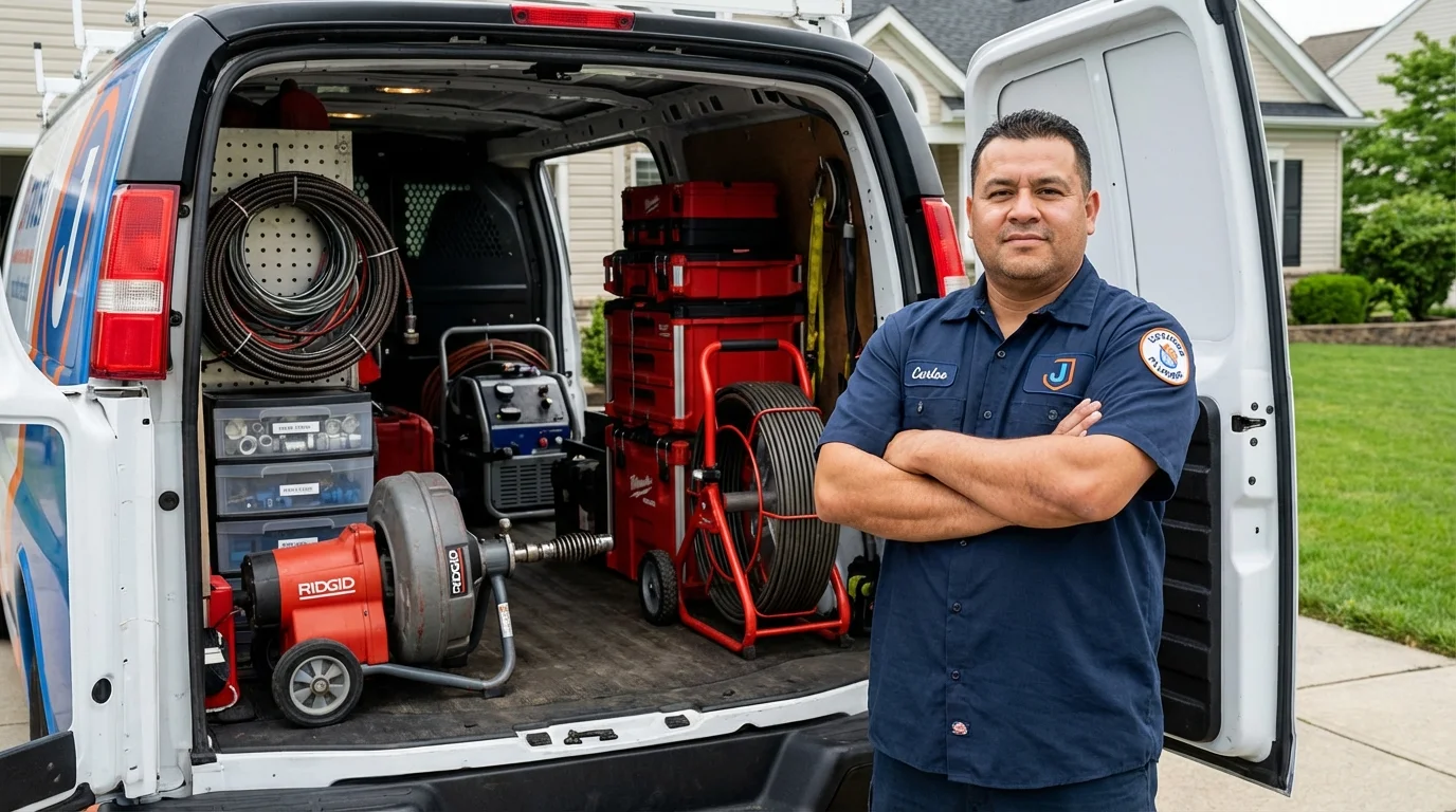 Professional drain cleaning equipment and Johns Plumbing LLC plumber in Iowa City