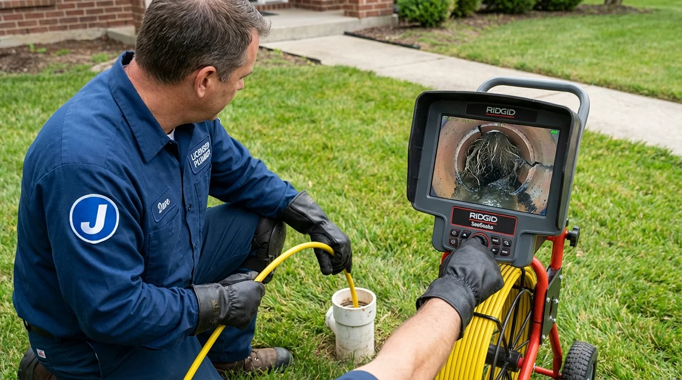 Sewer camera inspection being performed by Johns Plumbing LLC in Iowa City